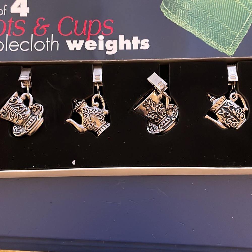 Set of 4 Teapot & Tea Cup Tablecloth Weights